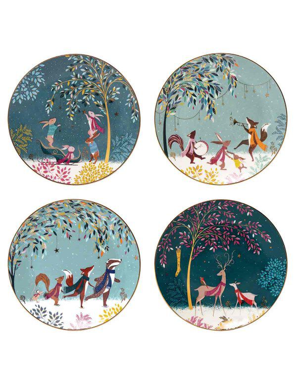 Sara Miller Woodland Tales Set of 4 Plates, Assorted